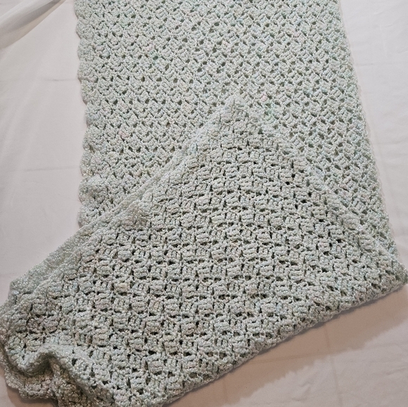 Handmade Crochet Blanket 40x40 Soft Lacy Afghan Pastel Baby Heirloom Cozy Throw - Picture 15 of 17